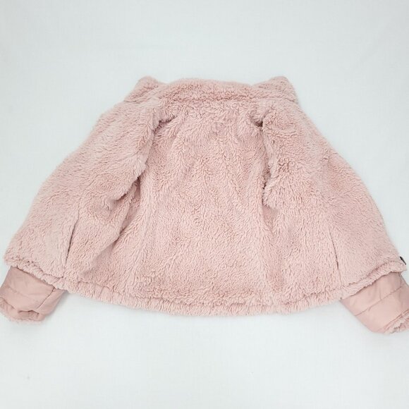 Miss Selfie Reversible Puffer Jacket Girls 5 Pink Plush Fleece Quilted Full Zip - Picture 6 of 9